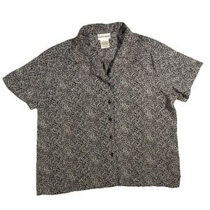 Christie & Jill Top Women, Size X Large,  Black/white Floral‎ Print Button Front